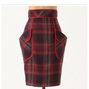 Plenty by Tracy Reese Hi Waist Red Plaid Skirt 0